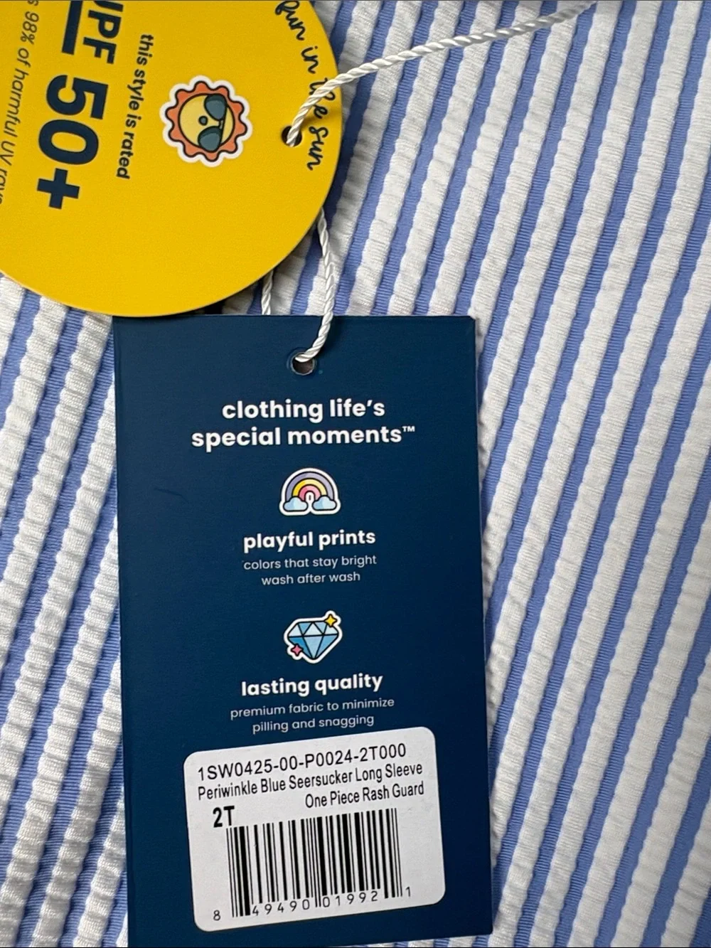 NWT Ruffle Butts Seersucker One-Piece Rashguard Swimsuit 2T $25